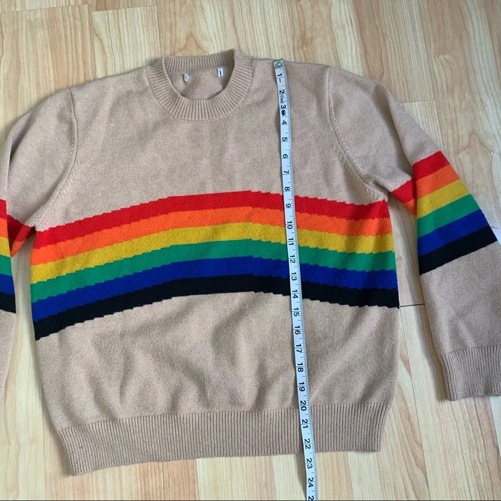 Young Fabulous & Broke S/M Small Medium Sweater Rainbow Crew Neck Pullover - Picture 4 of 7